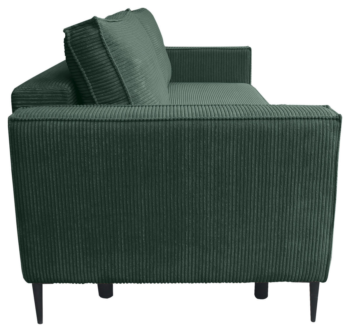 SCHLAFSOFA  mit Liegefunktion, Rücken echt, haustierfreundlicher Bezug Cord Dunkelgrün  - Dunkelgrün/Schwarz, KONVENTIONELL, Textil/Metall (222/93/98cm) - Carryhome