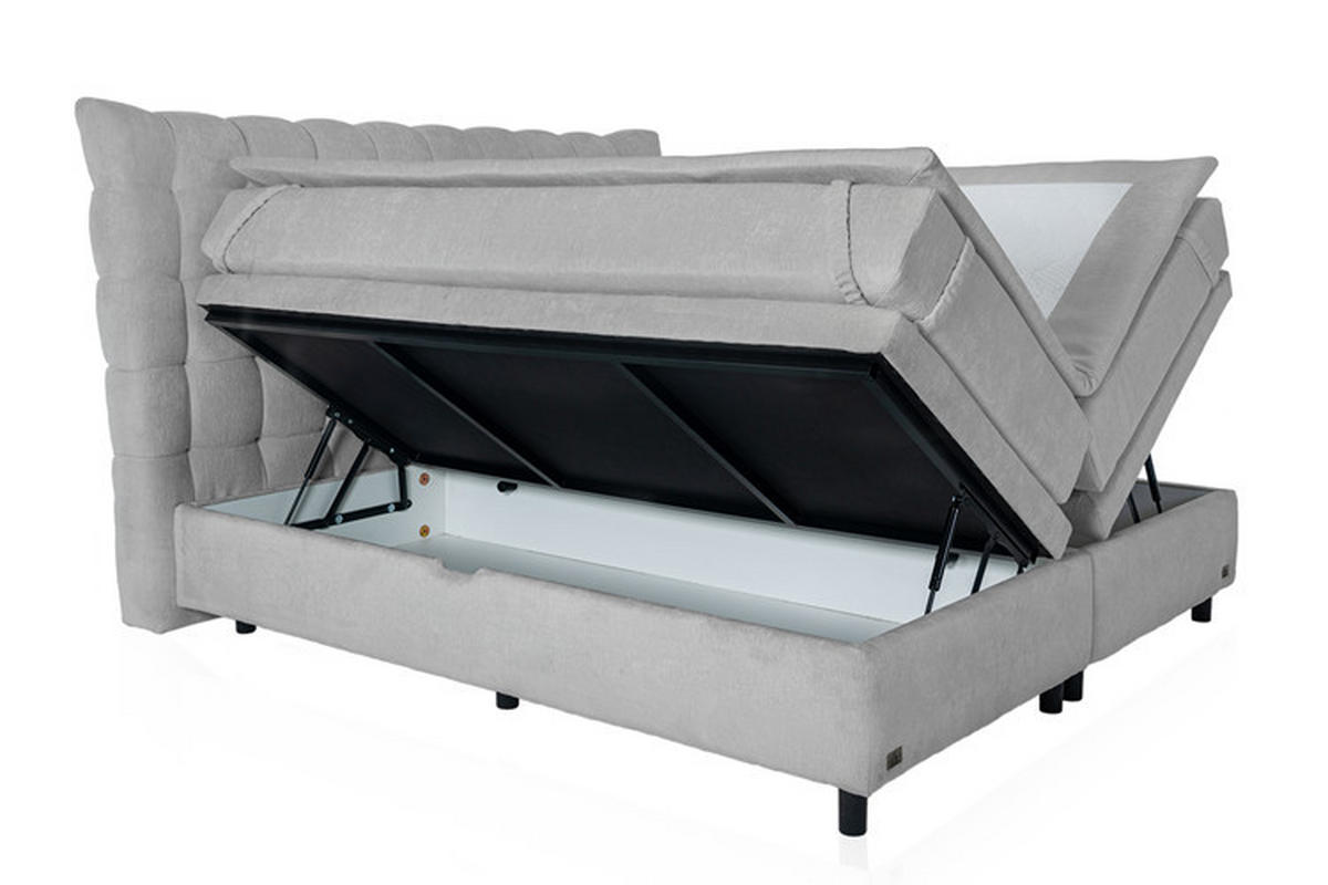 Pat Boxspring, 180/200 cm, gri deschis - gri deschis/cașmir, Basics, material pe bază de lemn (180/200cm) - Esposa