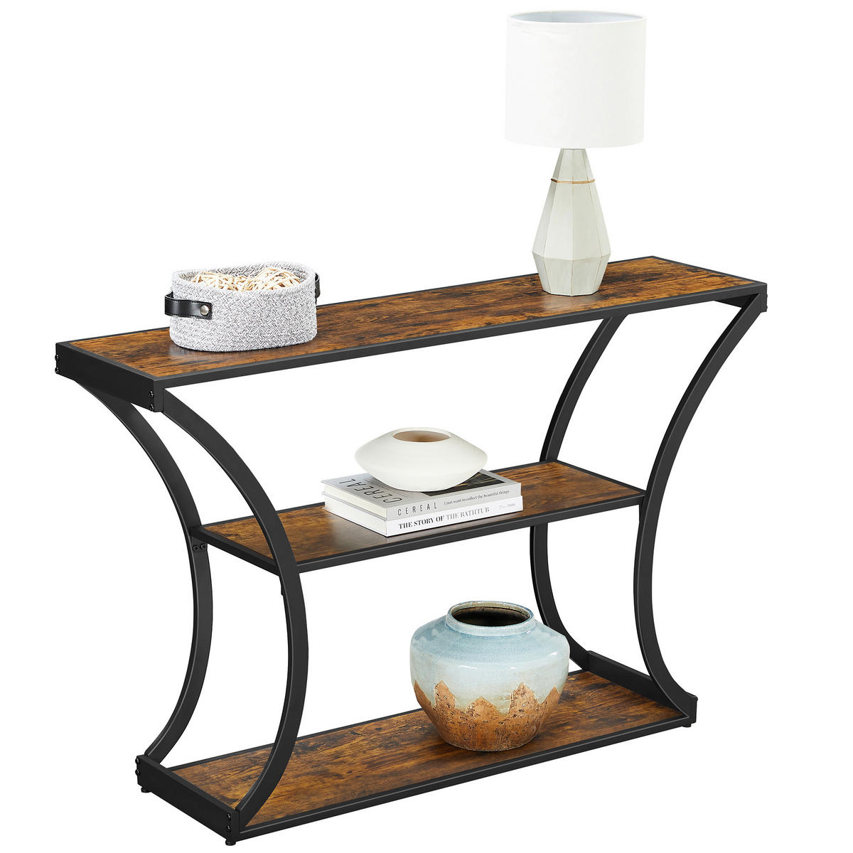 KONSOLENTISCH in Holz, Metall 120/30/80 cm    - Schwarz/Braun, Natur, Holz/Metall (120/30/80cm) - Boxxx