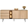 SIDEBOARD  in 197/83/41 cm  - Eichefarben/Schwarz, Basics, Glas/Holzwerkstoff (197/83/41cm) - Hom`in