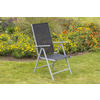 GARTENKLAPPSESSEL-SET Aluminium Schwarz  - Silberfarben/Schwarz, KONVENTIONELL, Textil/Metall (57/108/65cm) - Gardenson