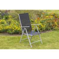 GARTENKLAPPSESSEL-SET Aluminium Schwarz  - Silberfarben/Schwarz, KONVENTIONELL, Textil/Metall (57/108/65cm) - Gardenson