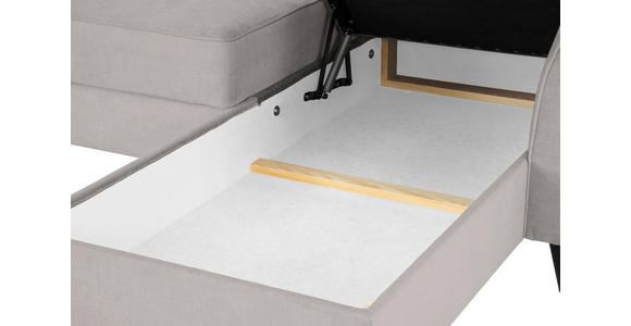 ECKSOFA Hellgrau Velours - Hellgrau/Schwarz, KONVENTIONELL, Holz/Textil (244/159cm) - Carryhome
