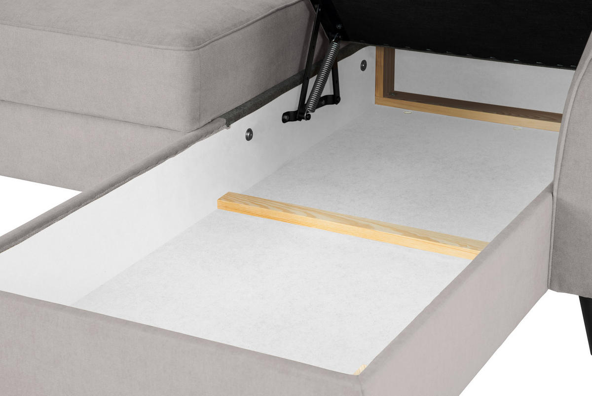 ECKSOFA in Velours Hellgrau  - Hellgrau/Schwarz, Konventionell, Holz/Textil (244/159cm) - Carryhome