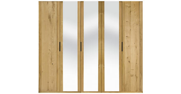 DREHTÜRENSCHRANK in Eichefarben - Eichefarben/Schwarz, Natur, Glas/Holz (253/222/63cm) - Valnatura
