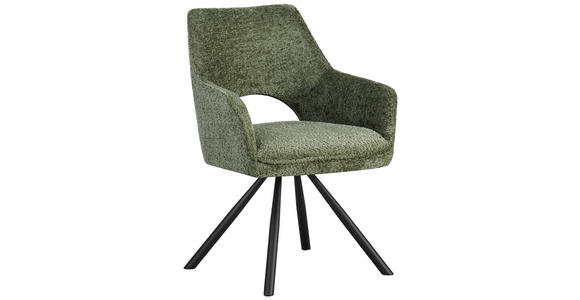 ARMLEHNSTUHL in Eisen Teddystoff - Schwarz/Grün, Design, Textil/Metall (60/85/63cm) - Ambia Home