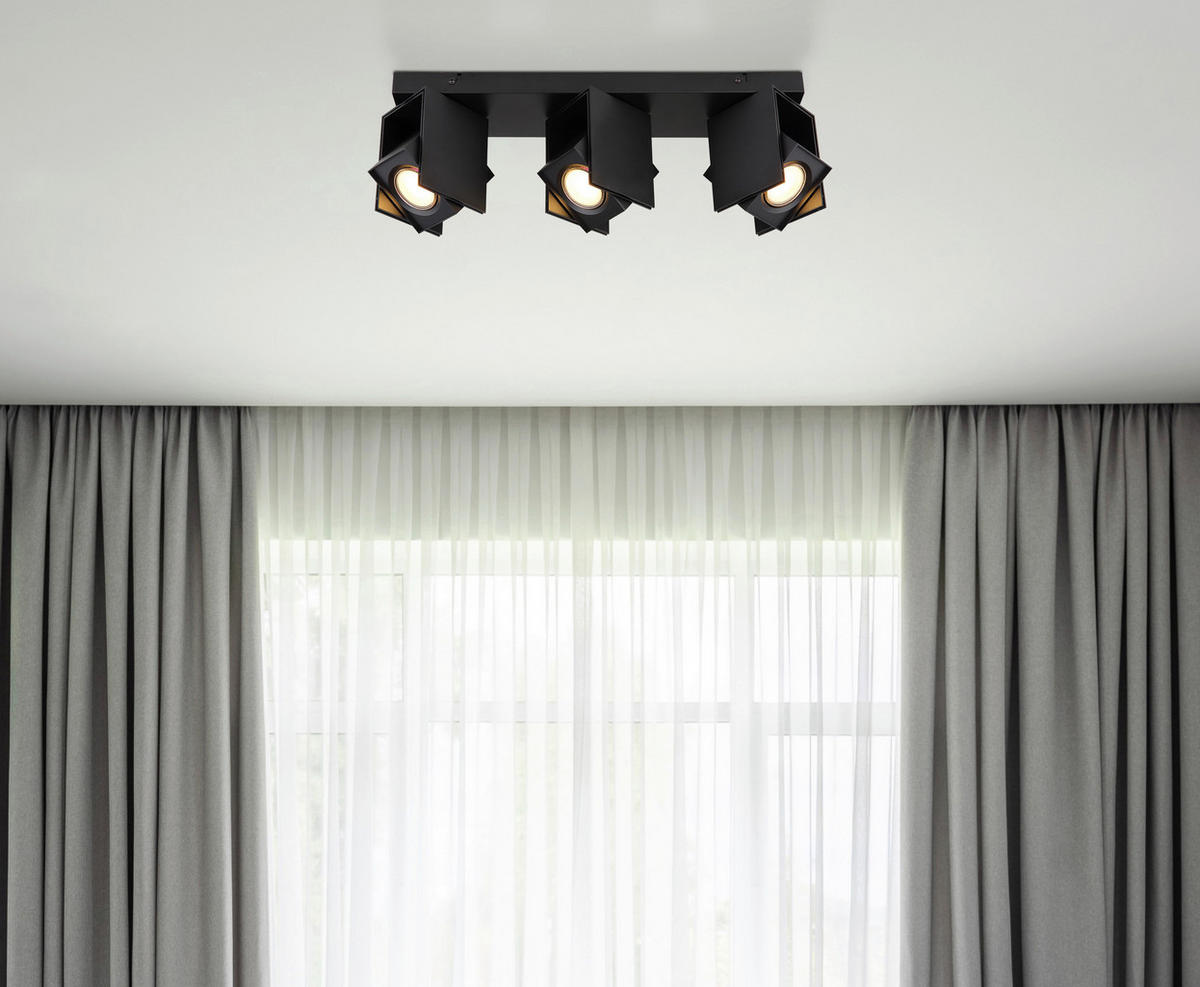 BODOVÉ SVÍTIDLO, 5 W/GU10, 43.4/8.4/15.7 cm - černá, Design, kov (43.4/8.4/15.7cm) - Globo