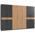 DREHTÜRENSCHRANK  in Graphitfarben, Eiche Artisan  - Schwarz/Graphitfarben, KONVENTIONELL, Holzwerkstoff/Kunststoff (313/208/58cm) - Carryhome