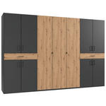 DREHTÜRENSCHRANK  in Graphitfarben, Eiche Artisan  - Schwarz/Graphitfarben, KONVENTIONELL, Holzwerkstoff/Kunststoff (313/208/58cm) - Carryhome