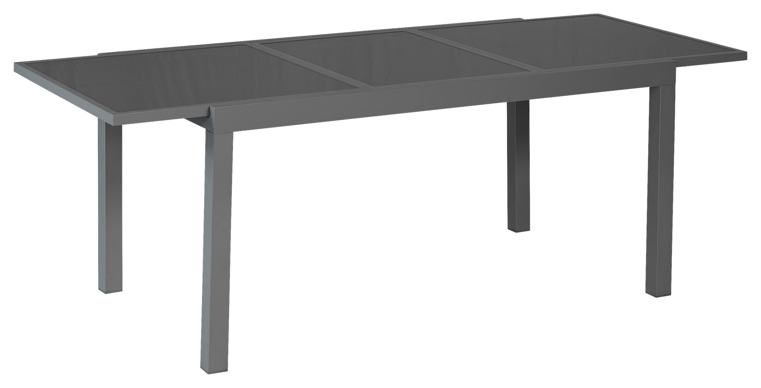 GARTENTISCH 160/90/75,5 cm Metall, Glas rechteckig  - Graphitfarben, MODERN, Glas/Metall (160/90/75,5cm) - Gardenson