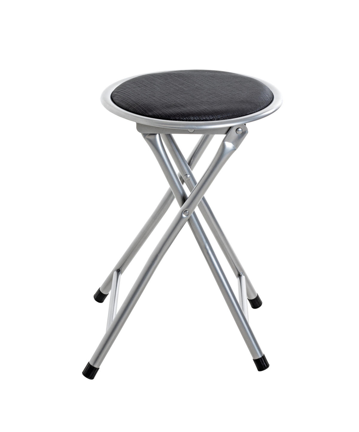 KLAPPHOCKER Lederlook Schwarz, Alufarben  - Alufarben/Schwarz, Design, Textil/Metall (30/45/30cm) - Carryhome