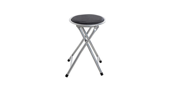 KLAPPHOCKER Lederlook Schwarz, Alufarben - Alufarben/Schwarz, Design, Textil/Metall (30/45/30cm) - Carryhome