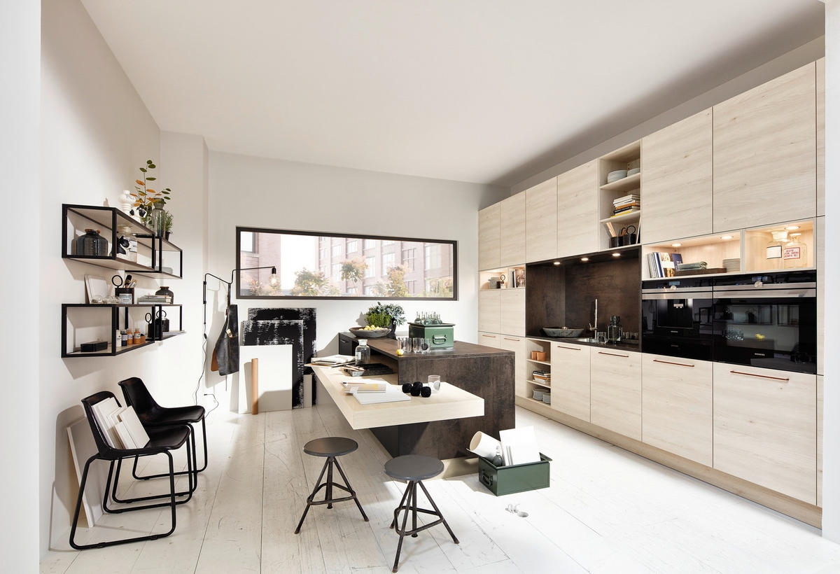 EINBAUKÜCHE MANHATTAN  - Birkefarben/Kupferfarben, Design, Holzwerkstoff - Nolte Küchen