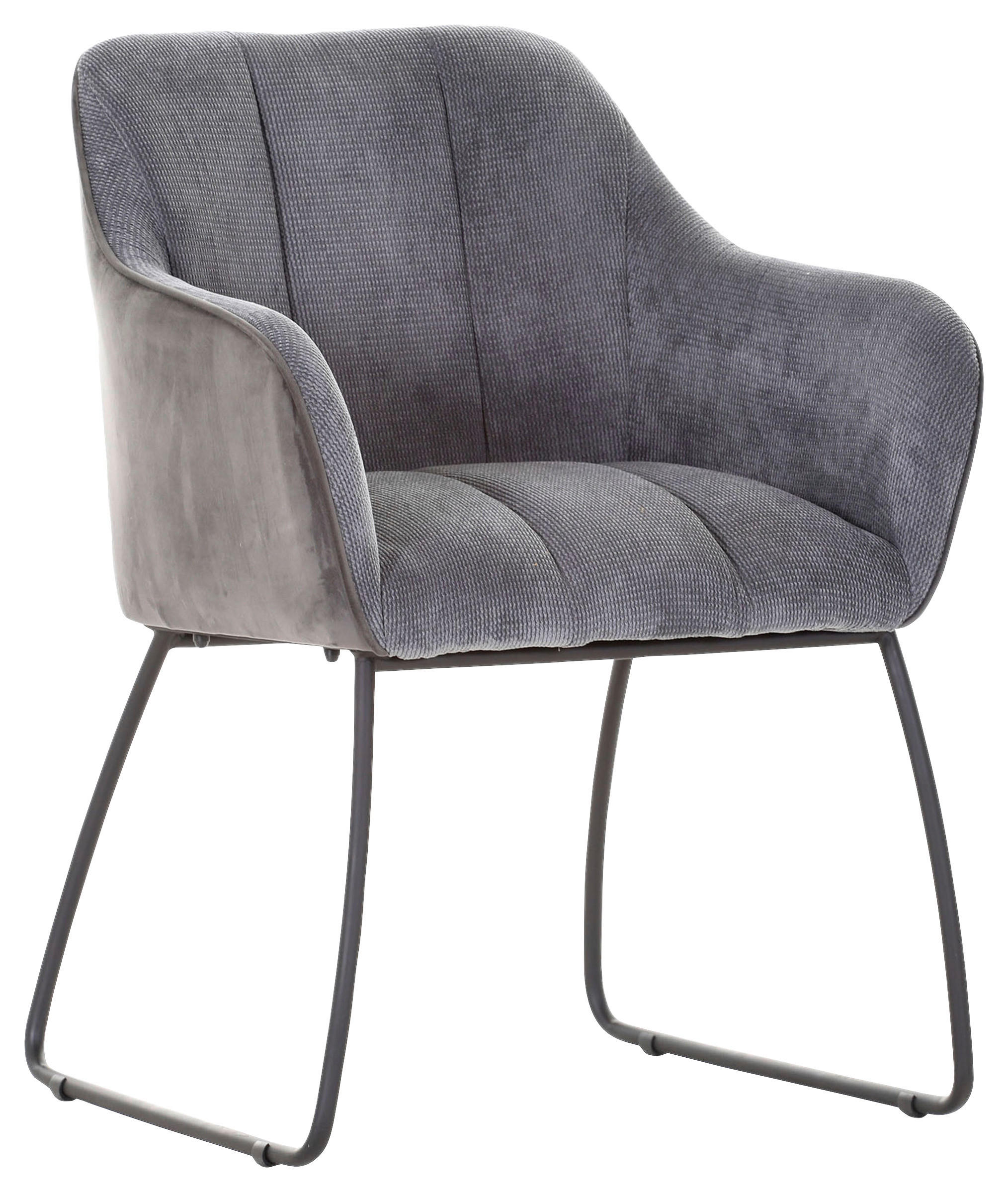 ARMLEHNSTUHL  in Samt, Flachgewebe  - Anthrazit/Schwarz, Design, Textil/Metall (59/85/59cm) - Novel