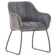 ARMLEHNSTUHL  , Stoffauswahl, Typenauswahl  , Samt, Flachgewebe  ,  - Anthrazit/Schwarz, Design, Textil/Metall (59/85/59cm) - Novel
