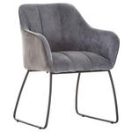 ARMLEHNSTUHL  in Samt, Flachgewebe  - Anthrazit/Schwarz, Design, Textil/Metall (59/85/59cm) - Novel