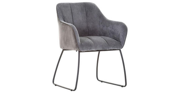 ARMLEHNSTUHL  , Stoffauswahl, Typenauswahl  , Samt, Flachgewebe  ,  - Anthrazit/Schwarz, Design, Textil/Metall (59/85/59cm) - Novel