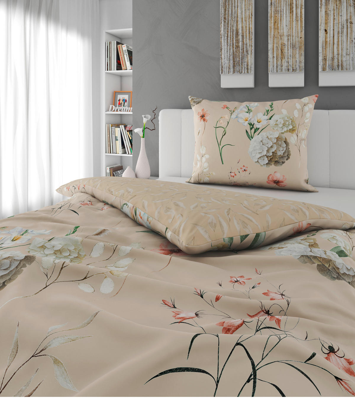 WENDEBETTWÄSCHE 2-teilig Flanell 140/200 cm  - Beige, KONVENTIONELL, Textil (140/200cm) - Esposa