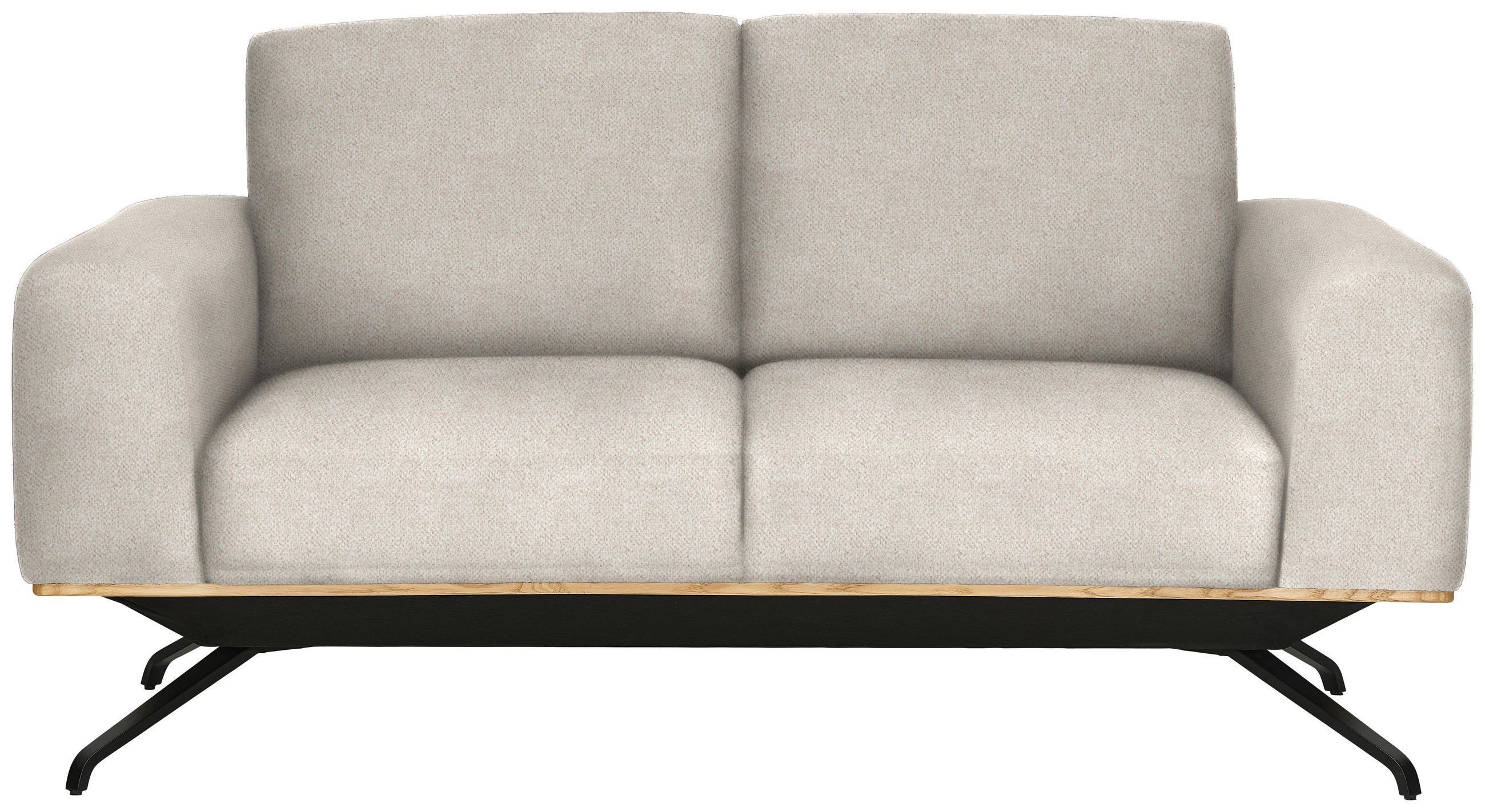 2-SITZER-SOFA Struktur Creme  - Creme/Schwarz, Design, Holz/Textil (166/85-104/95cm) - Novel