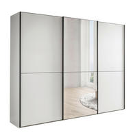 SCHWEBETÜRENSCHRANK 300/217/67 cm 3 Tür(en)-türig Weiß  - Schwarz/Weiß, MODERN, Glas/Holzwerkstoff (300/217/67cm) - Chameo