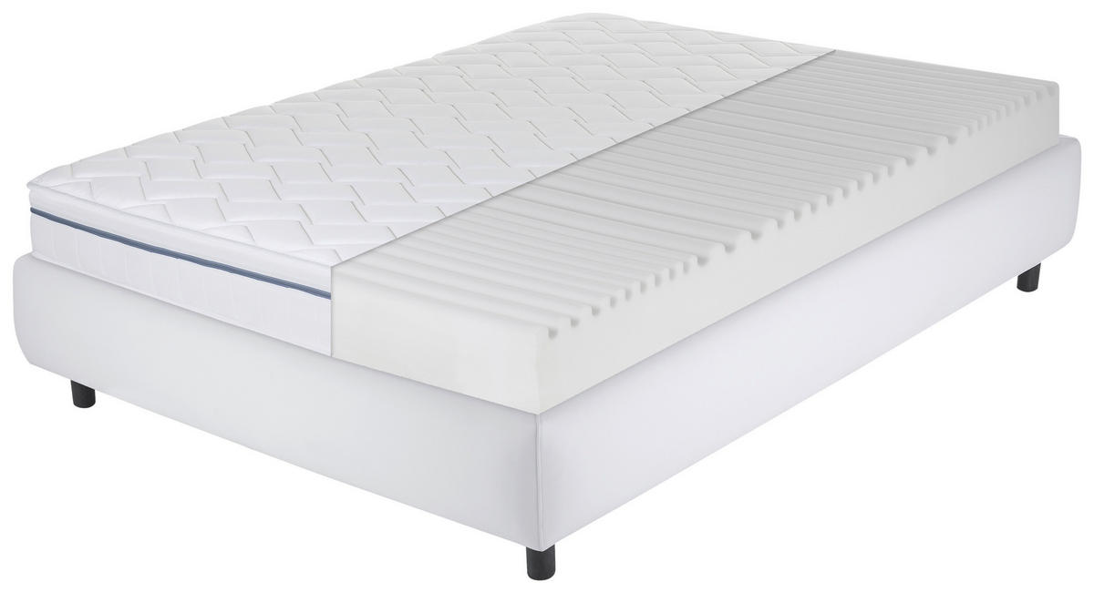 KALTSCHAUMMATRATZE 160/200 cm, Höhe ca.: 23 cm, H2 + H3 = mittel + fest, 7-Zonen - Weiß, Basics, Textil (160/200cm) - MID.YOU