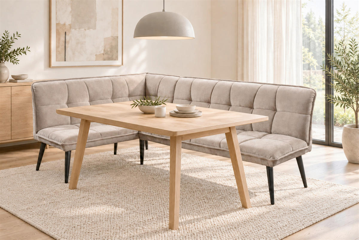 KLUPA KUTNA  bež  drvo, tekstil, drvni materijal      - bež/crna, Moderno, drvni materijal/drvo (240/161cm) - Livetastic