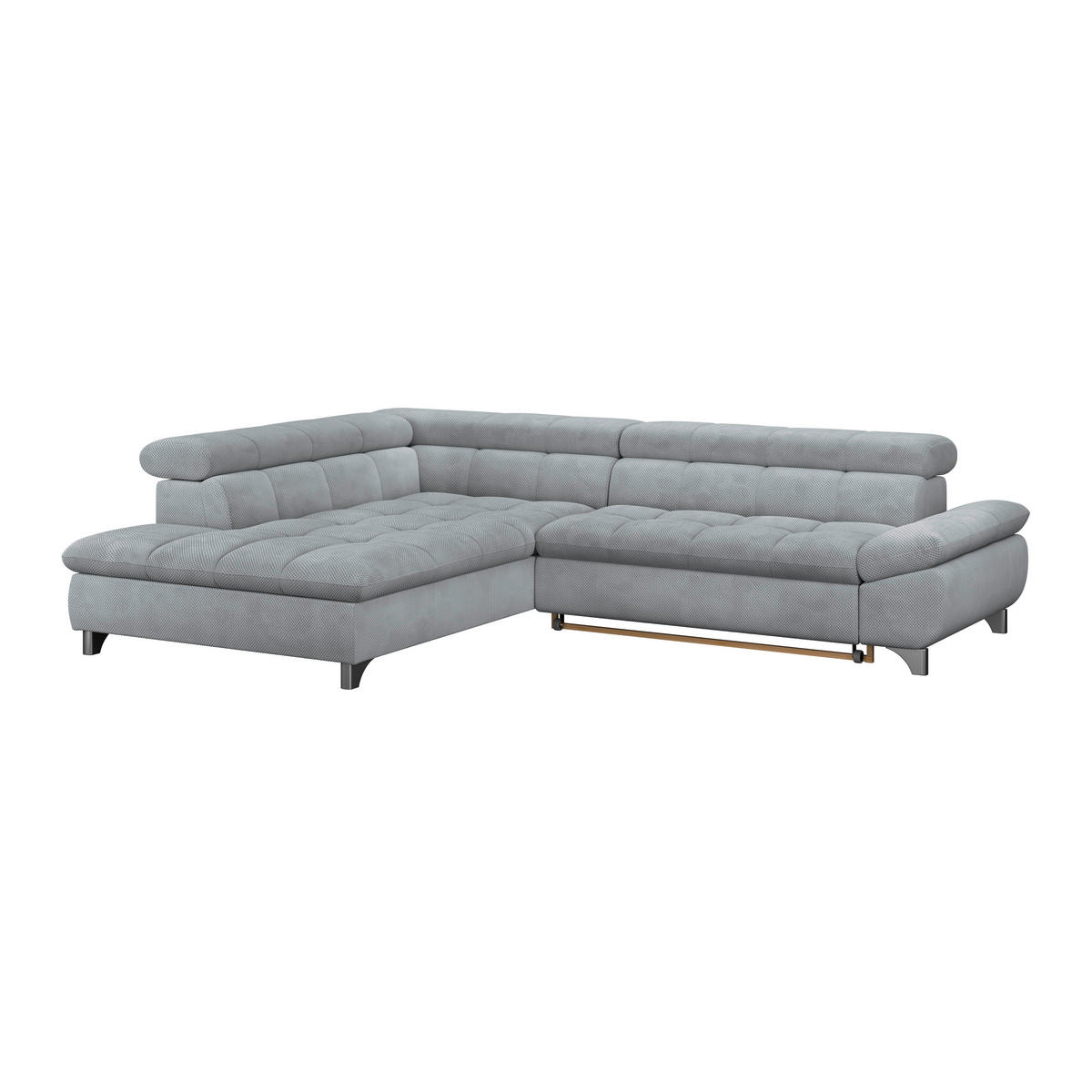 ECKSOFA Grau Chenille  - Chromfarben/Grau, KONVENTIONELL, Textil/Metall (234/312cm) - Livetastic