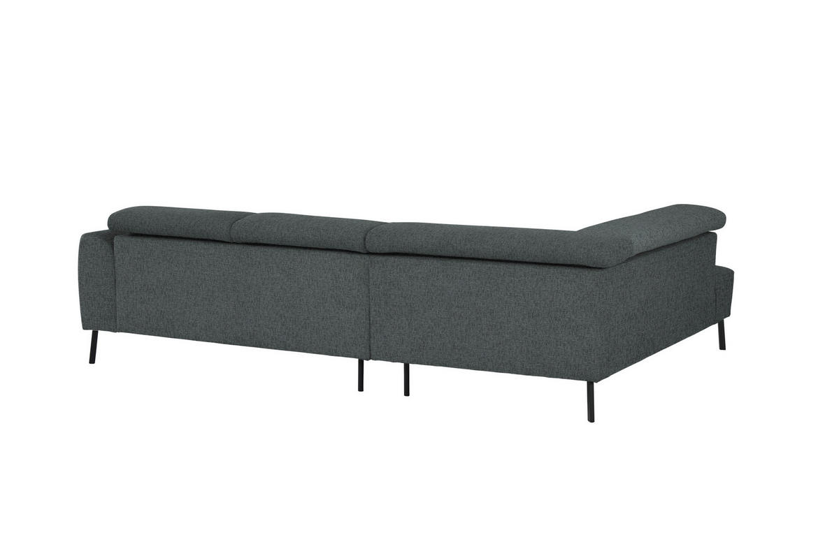 ECKSOFA in Chenille Grau  205/280 cm  - Schwarz/Grau, Design, Textil/Metall (205/280cm) - Xora