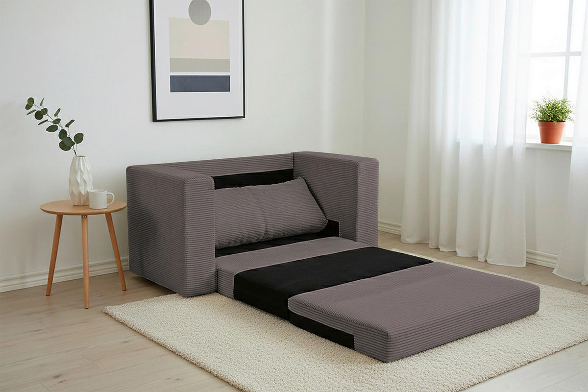 JUGEND- UND KINDERSOFA Cord Graubraun  - Graubraun/Schwarz, KONVENTIONELL, Textil (136/78/72cm) - Xora