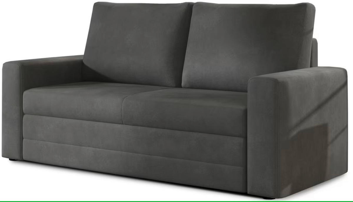 SCHLAFSOFA in Samt Grau  - Schwarz/Grau, Design, Kunststoff/Textil (150/90/90cm) - MID.YOU