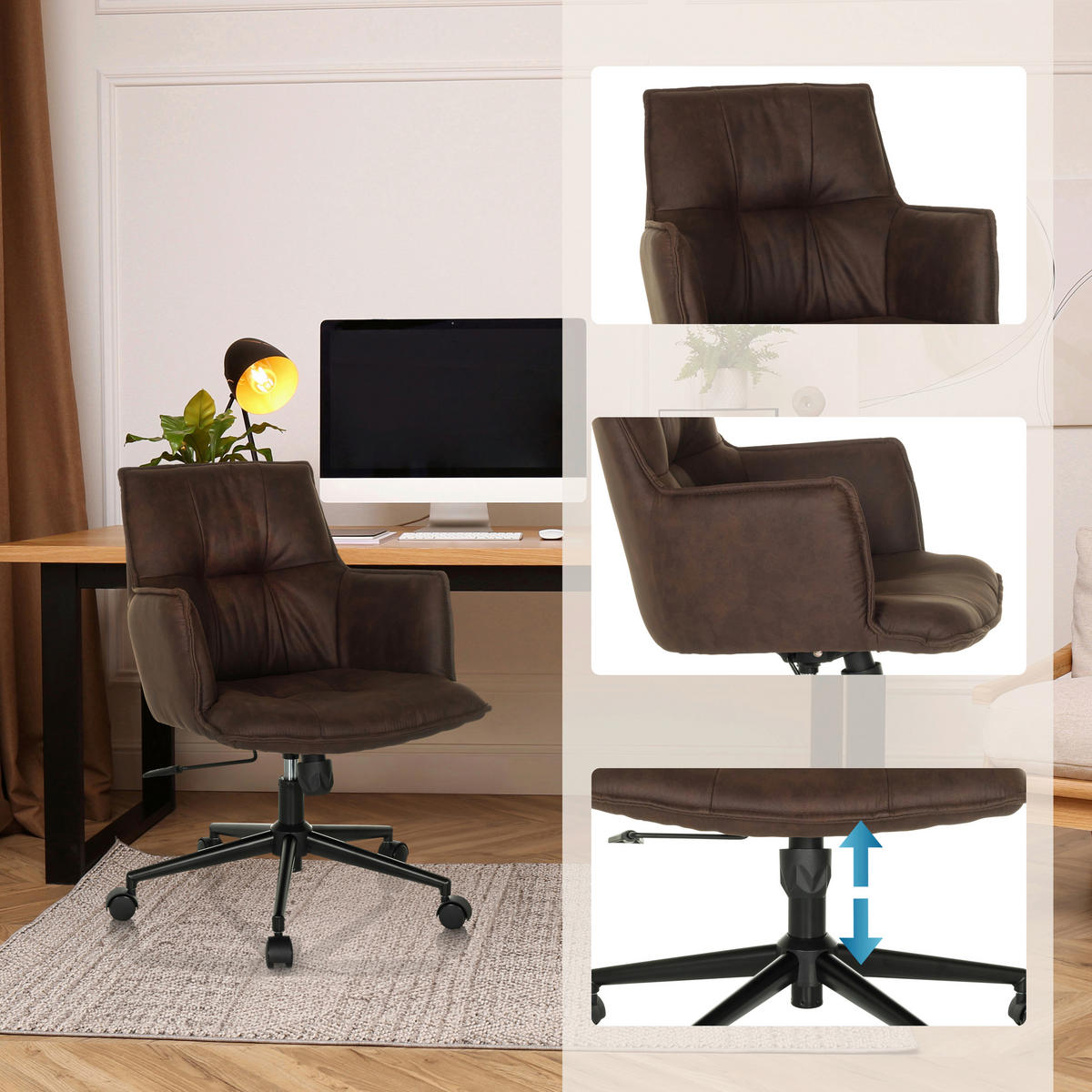 DREHSTUHL Dunkelbraun  - Dunkelbraun/Schwarz, MODERN, Kunststoff/Textil (54/85/70cm) - MID.YOU