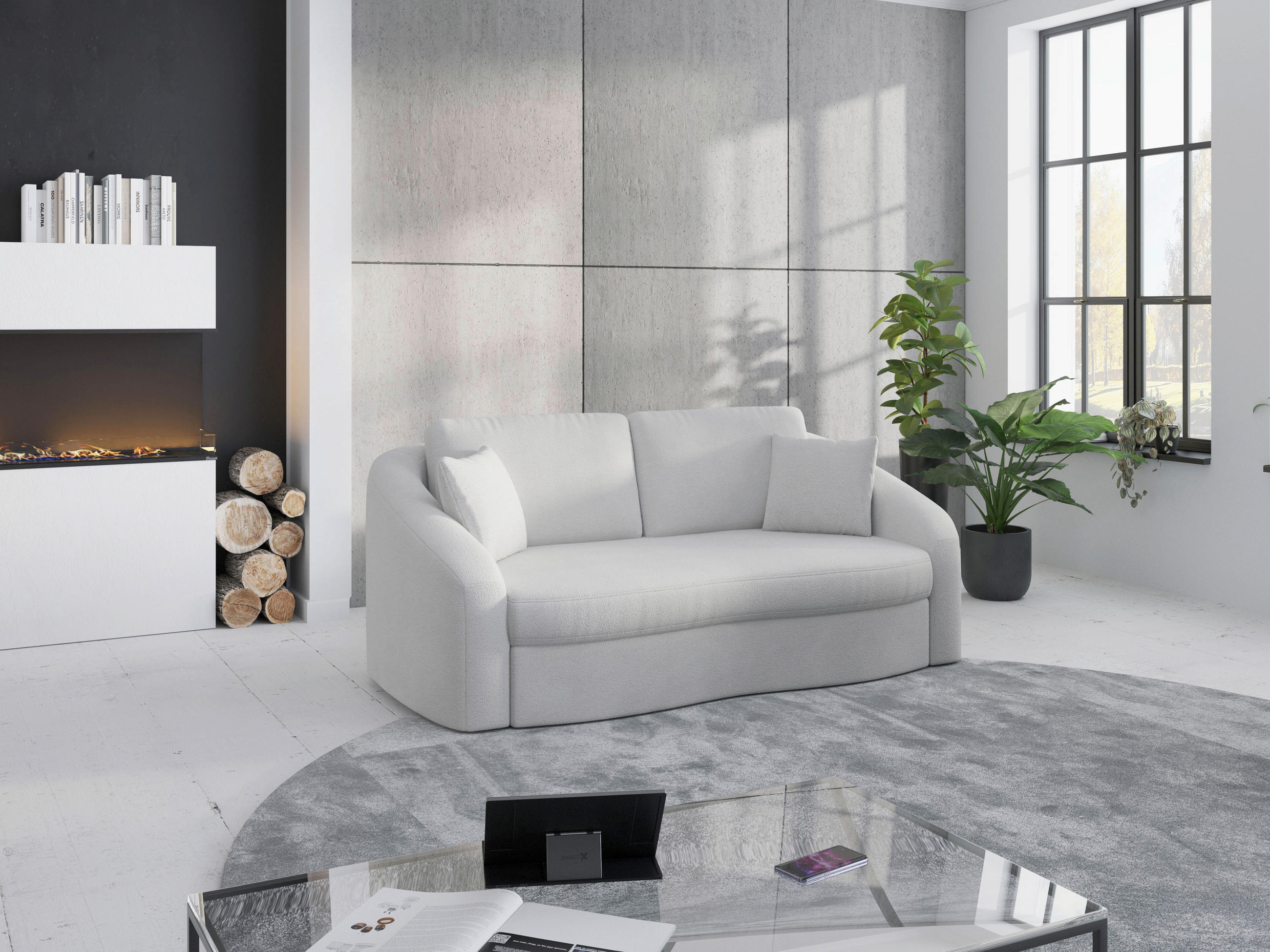 2,5-SITZER in Flachgewebe Silberfarben - Silberfarben/Schwarz, Modern, Kunststoff/Textil (196/88/107cm) - Sit & More