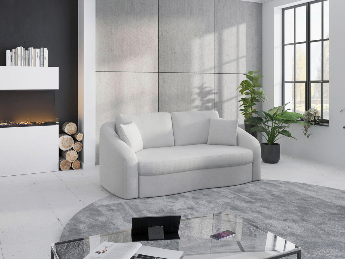 2,5-SITZER in Flachgewebe Silberfarben  - Silberfarben/Schwarz, Modern, Kunststoff/Textil (196/88/107cm) - Sit & More