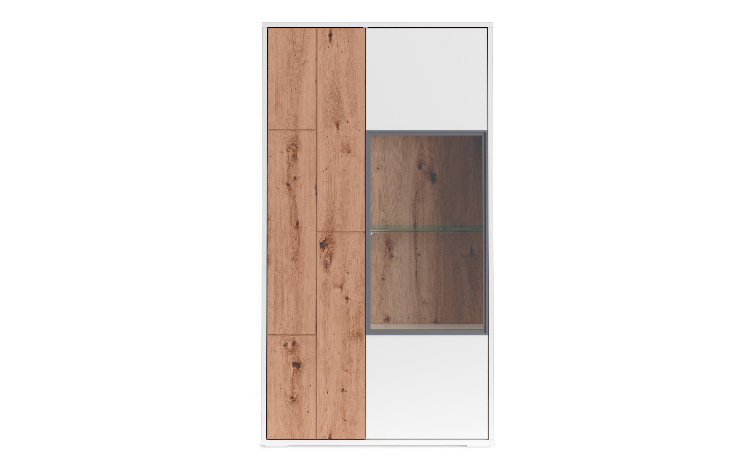 VITRINE in Weiß, Eiche Artisan  - Weiß/Eiche Artisan, MODERN, Glas/Holzwerkstoff (75/137/37cm) - Carryhome