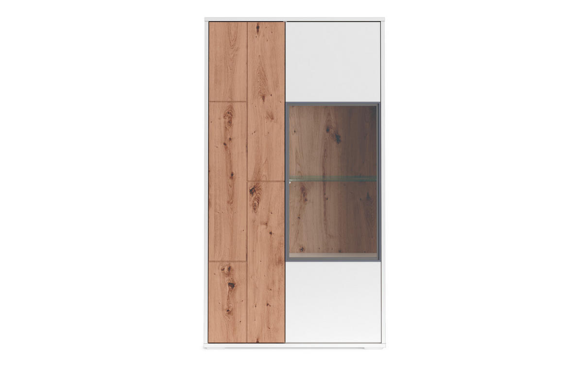 VITRINE in Weiß, Eiche Artisan  - Weiß/Eiche Artisan, MODERN, Glas/Holzwerkstoff (75/137/37cm) - Carryhome