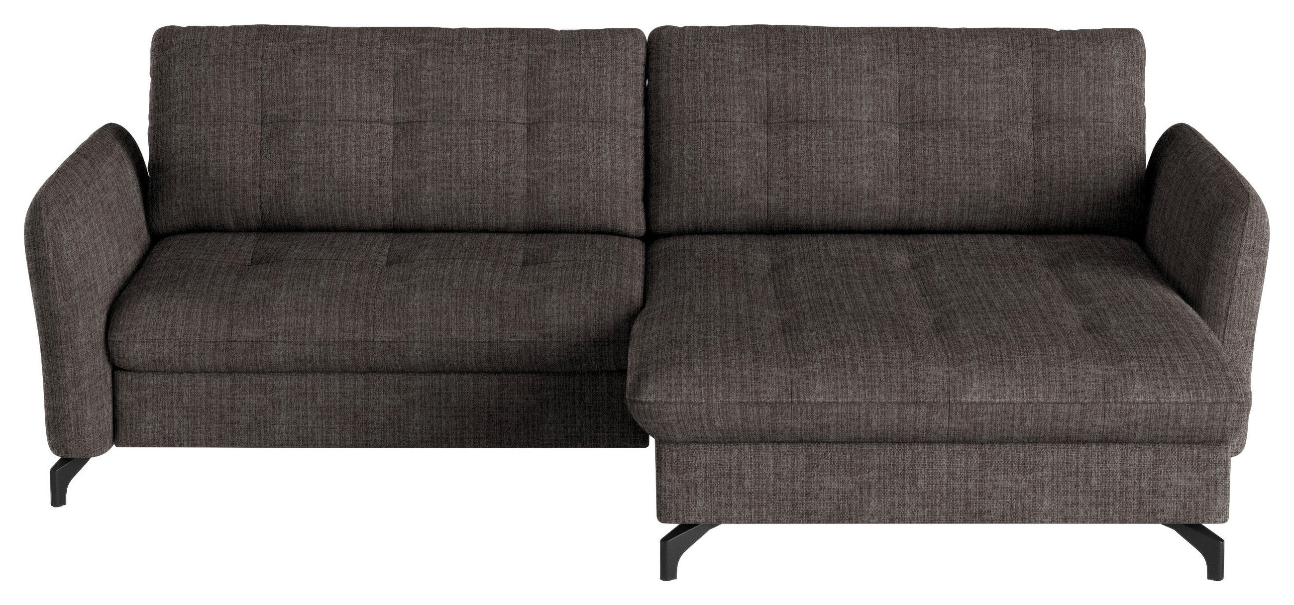 ECKSOFA in Flachgewebe, Leinenoptik Braun  - Schwarz/Braun, Design, Textil/Metall (242/170cm) - Xora
