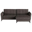 ECKSOFA in Flachgewebe, Leinenoptik Braun  - Schwarz/Braun, Design, Textil/Metall (242/170cm) - Xora