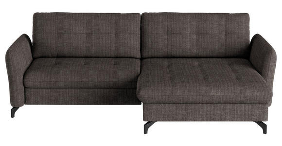 ECKSOFA in Flachgewebe, Leinenoptik Braun  - Schwarz/Braun, Design, Textil/Metall (242/170cm) - Xora