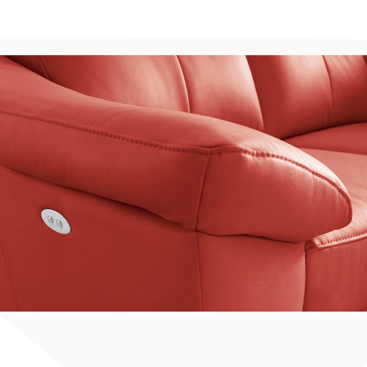 ECKSOFA Rot Echtleder Lederlook  - Chromfarben/Rot, Design, Leder/Textil (242/194cm) - Livetastic
