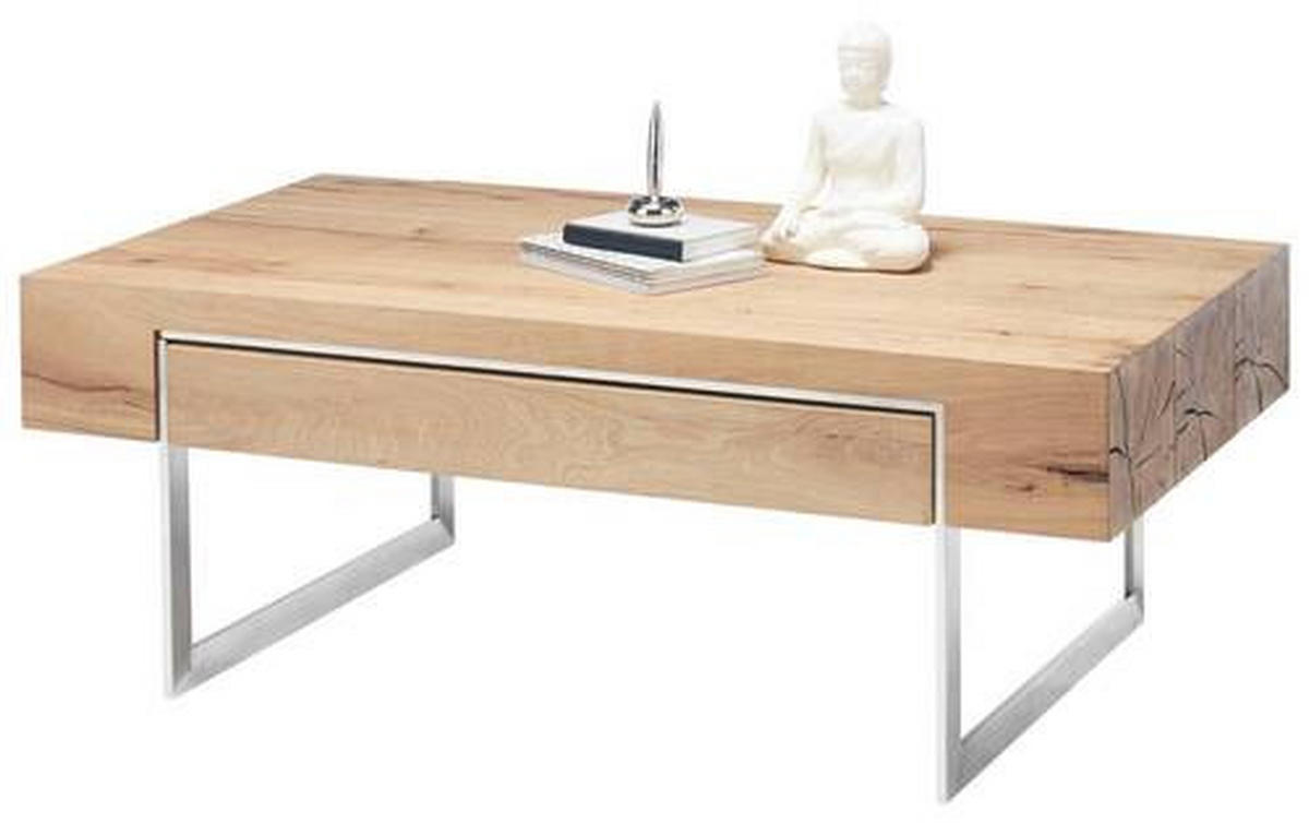 KLUB STOČIĆ 110/40/60 cm  boja hrasta, boja nerđajućeg čelika  - boja hrasta/boja nerđajućeg čelika, Dizajnerski, drvo/metal (110/40/60cm) - Valnatura