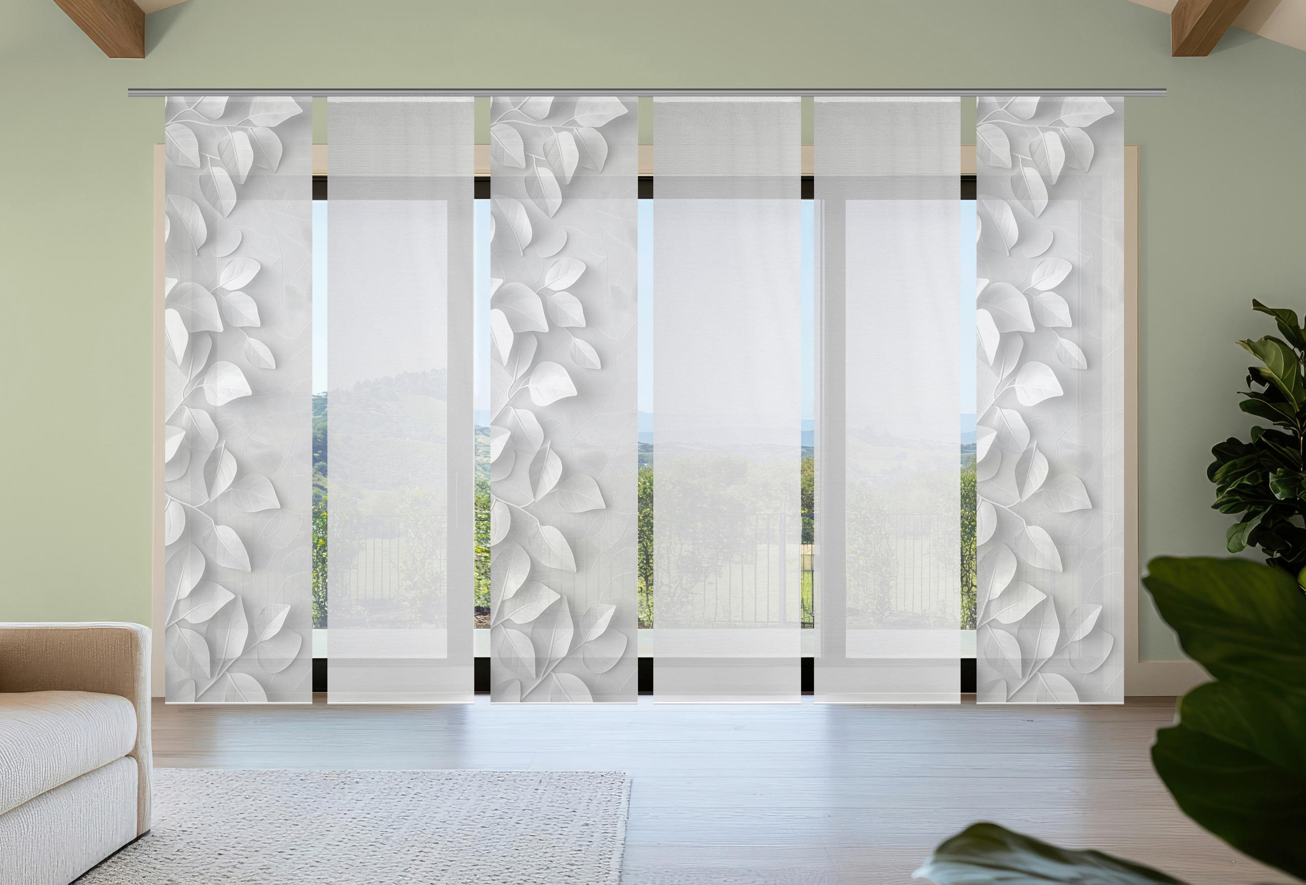 FLÄCHENVORHANG  6 Stück  blickdicht  60/260 cm   - Grau Hochglanz/Weiß, Natur, Textil (60/260cm)