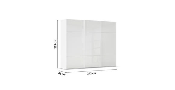 SCHWEBETÜRENSCHRANK 242/223/68 cm 3-türig Weiß - Weiß, KONVENTIONELL, Glas/Holzwerkstoff (242/223/68cm) - Novel