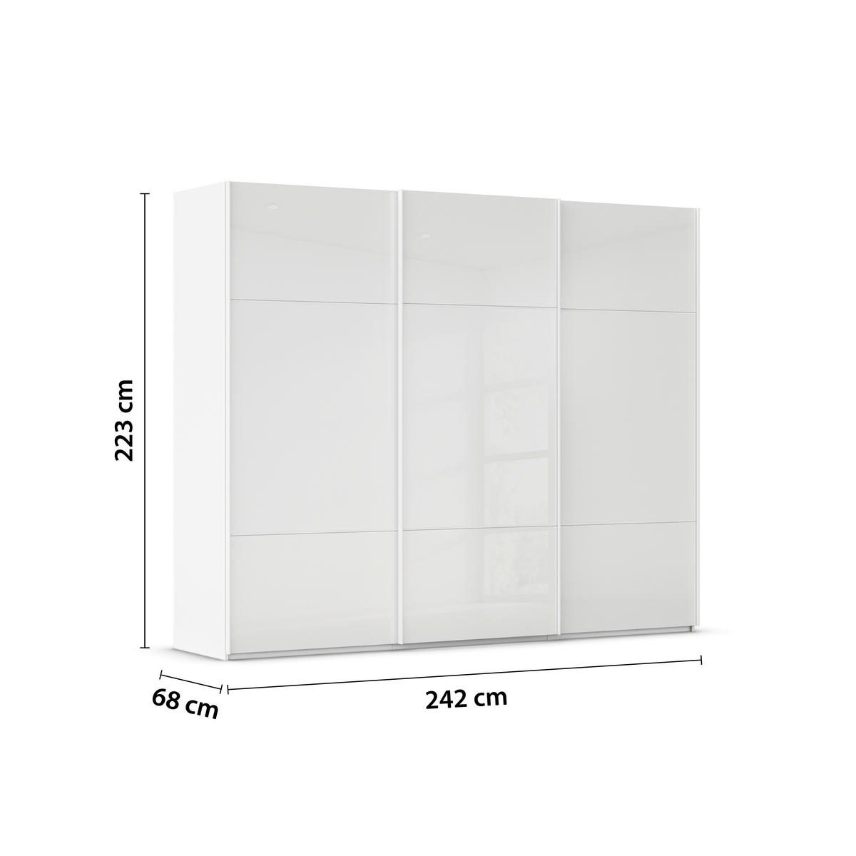SCHWEBETÜRENSCHRANK in Weiss  - Weiss, Konventionell, Glas/Holzwerkstoff (242/223/68cm) - Novel