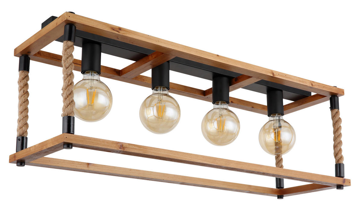 DECKENLEUCHTE    80/25/31 cm  - Schwarz/Braun, Natur, Naturmaterialien/Holz (80/25/31cm) - Globo