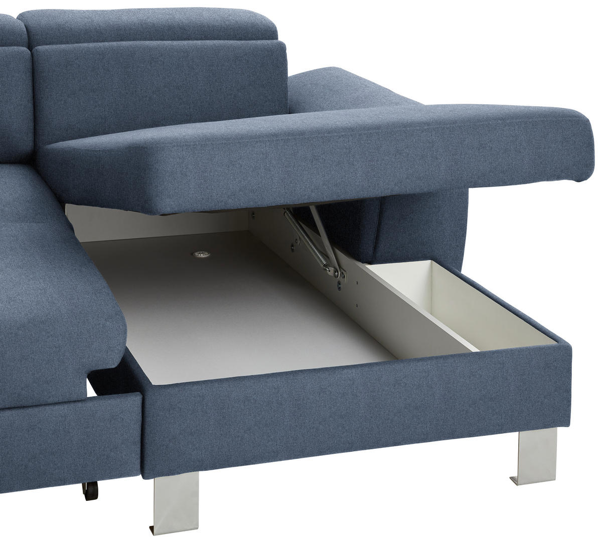 WOHNLANDSCHAFT inkl.Funktionen Blau Webstoff  - Blau/Silberfarben, Design, Textil/Metall (226/320/168cm) - Xora