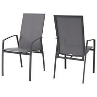 STAPELSESSEL in Metall, Textil Anthrazit, Schwarz  - Anthrazit/Schwarz, Design, Textil/Metall (57/112/68cm)