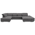 WOHNLANDSCHAFT in Mikrofaser Grau  - Chromfarben/Grau, Design, Kunststoff/Textil (211/350/204cm) - Xora