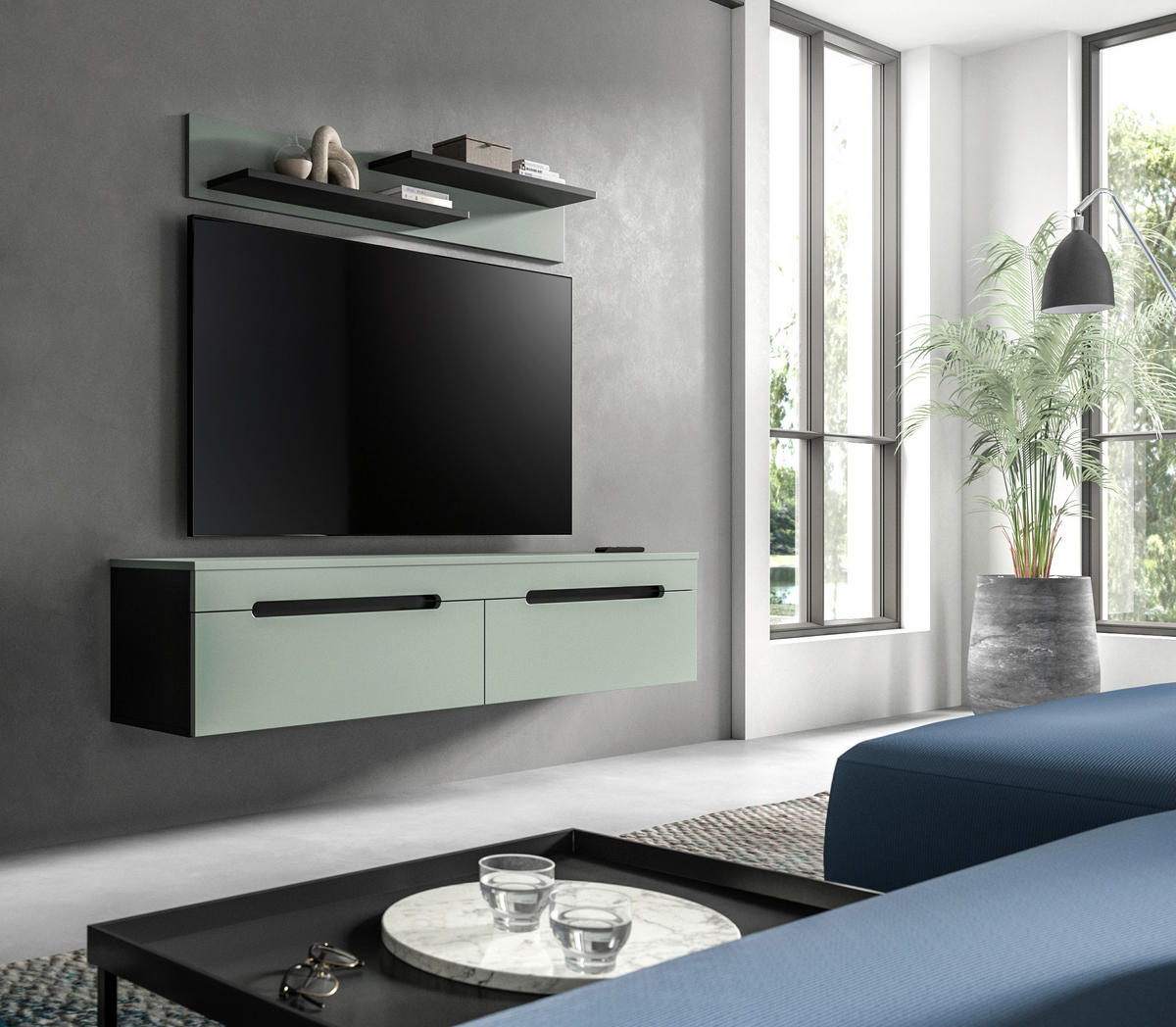 TV-SZEKRÉNY 170/38/33 cm  - fekete, Design, műanyag/faalapú anyag (170/38/33cm) - Livetastic