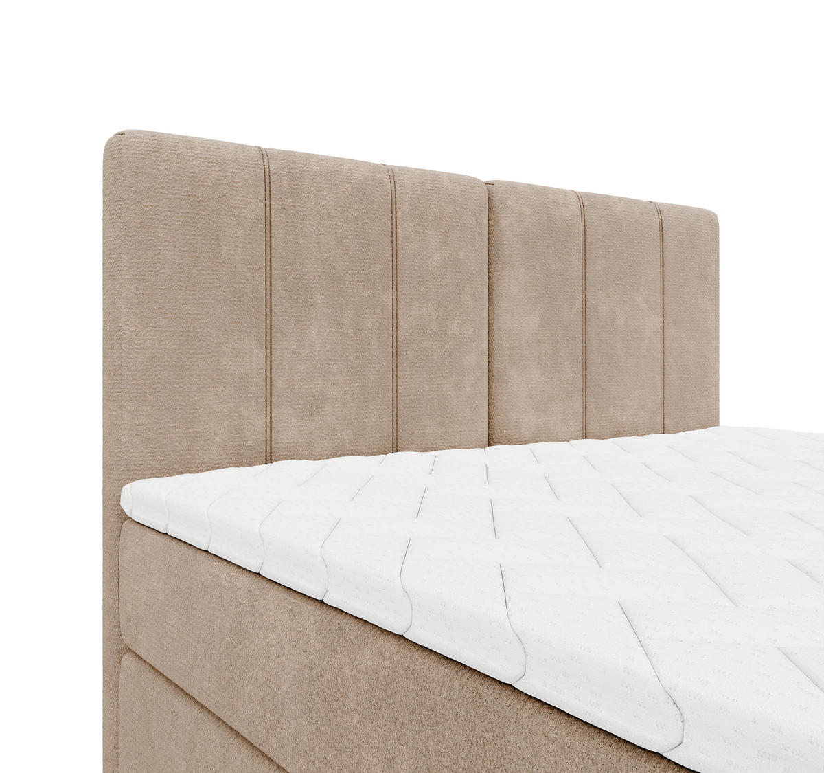 BOXBETT 160/200 cm,  in Braun, gepolstertes Kopfteil, Bettkasten, Topper, Matratze, H3 = fest  - Schwarz/Braun, Design, Holzwerkstoff/Kunststoff (160/200cm) - Esposa