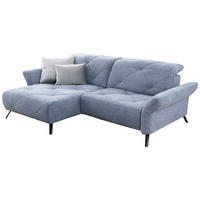ECKSOFA in Webstoff Blau  173/262 cm  - Blau/Schwarz, Design, Textil/Metall (173/262cm) - Moderano